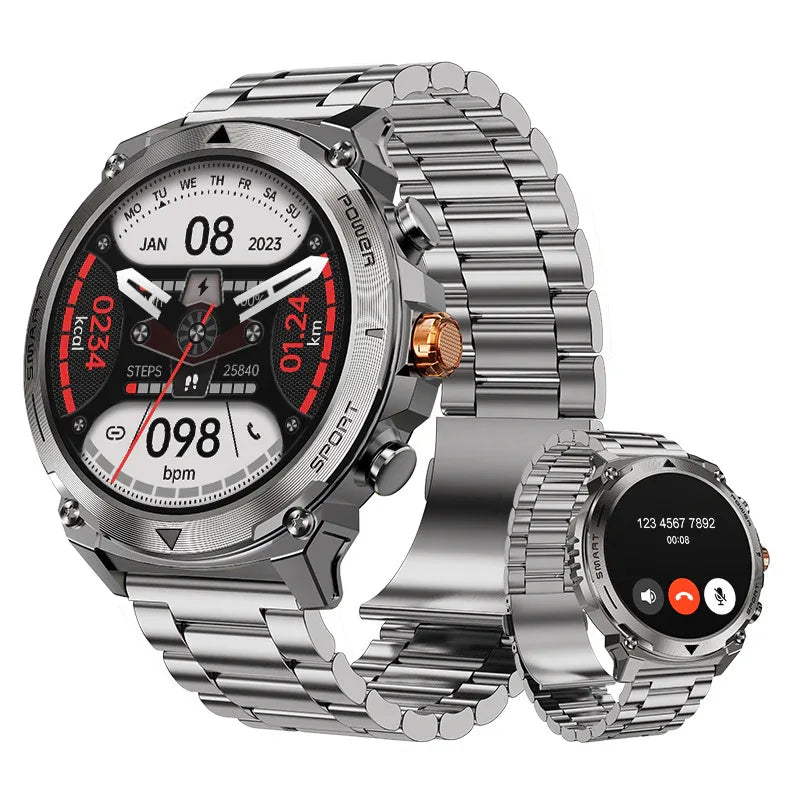 Rugged Bluetooth Smart Watch with AMOLED Display, Health Monitoring, and 30m Waterproof Grade - ZeeTec Store