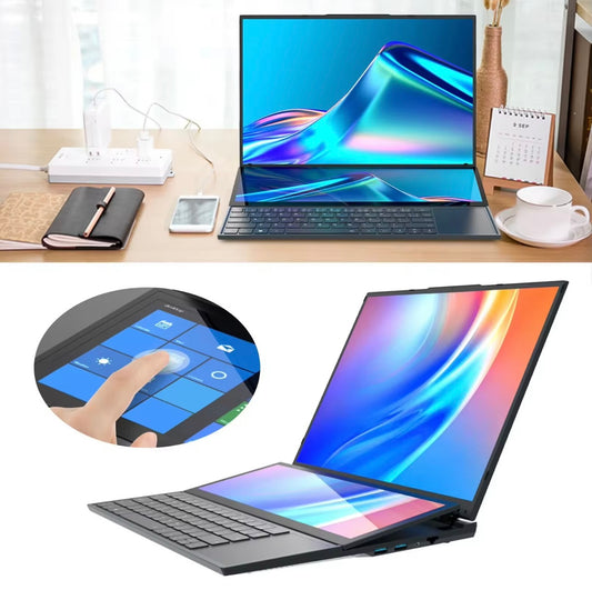 ZeeTec DUAL SCREEN 16" plus 14" LAPTOP COMPUTER Intel I7 9th Gen 16GB 512GB