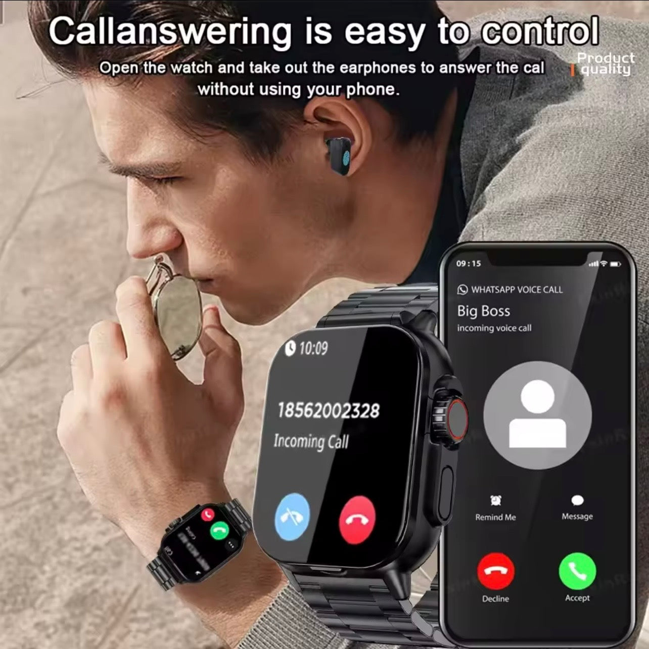 GT8BUDS Smart Watch with Bluetooth Headset