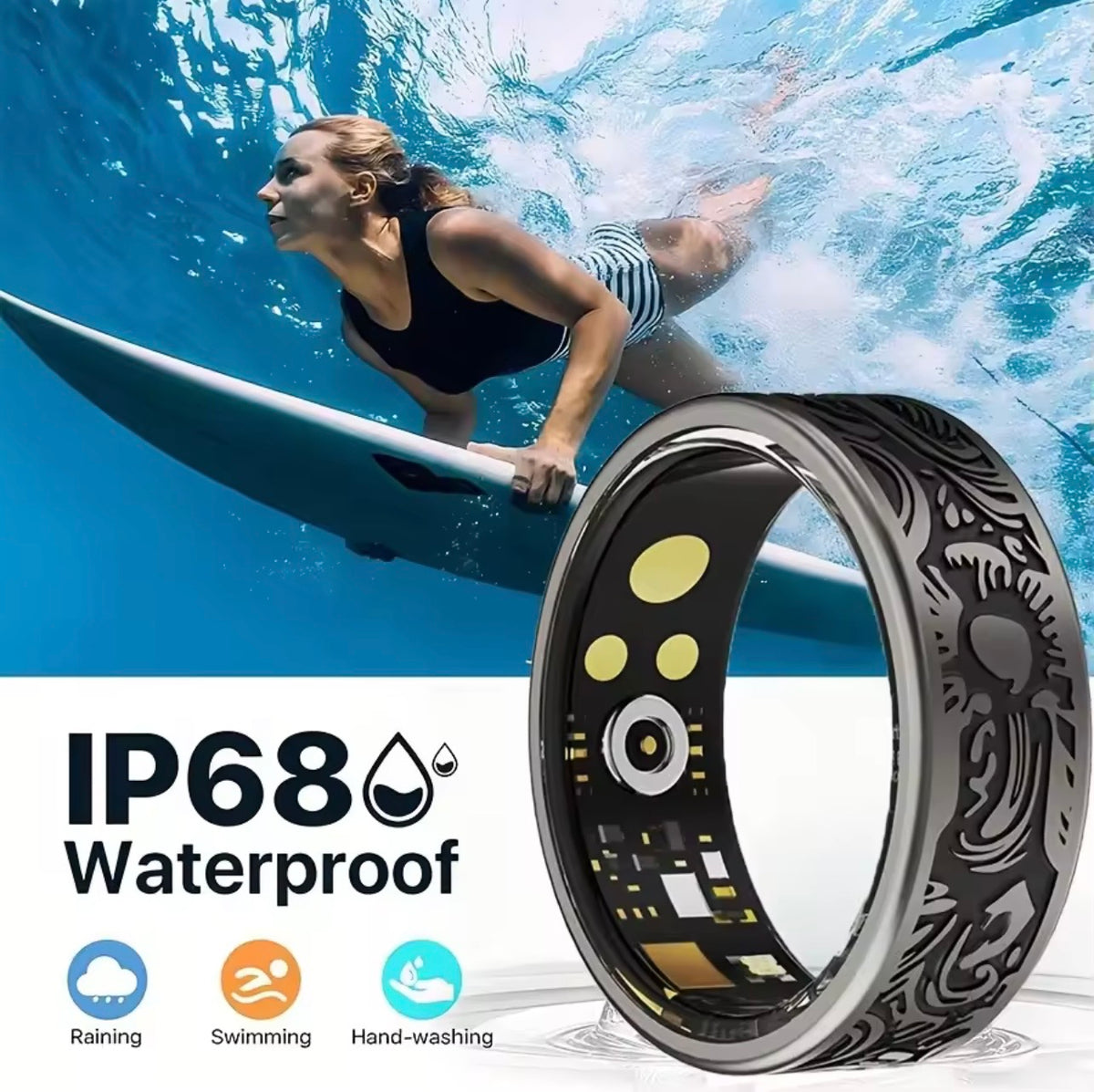Retro Smart Ring Crafted from Titanium and Steel - Durable Titanium Steel Smart Ring