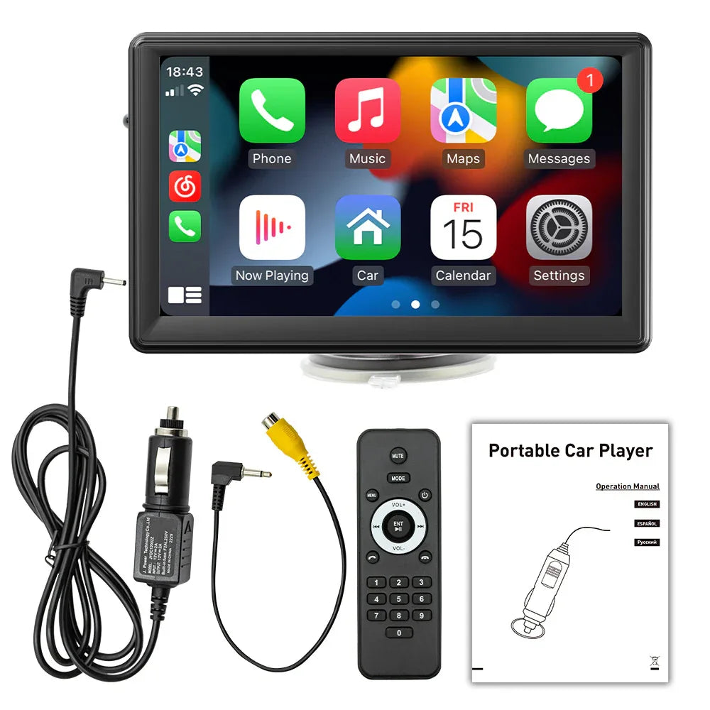 7 Inch Car Display with CarPlay and Backup Camera for Portable Use - ZeeTec Store