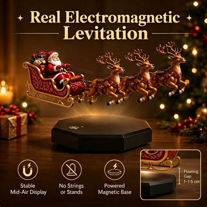Christmas Santa Electromagnetic Flying Sleigh Festive Decoration