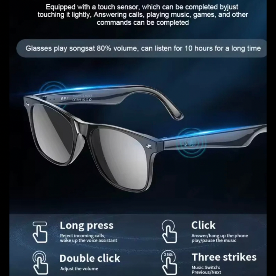 Smart Translator Glasses, Real-Time AI Voice & Text Translation, Multi-Language, Ultra-Light & Comfortable Weighs only 25g, Long-Lasting Battery - Equipped with dual 85mAh batteries (170mAh total), AI Smart Features, Smart Sensors & Controls