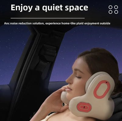 Battery Powered Neck Massager with Heating, Vibration, Noise Reduction, Red Light Therapy, and Bluetooth Connectivity for Ultimate Relaxation - ZeeTec Store
