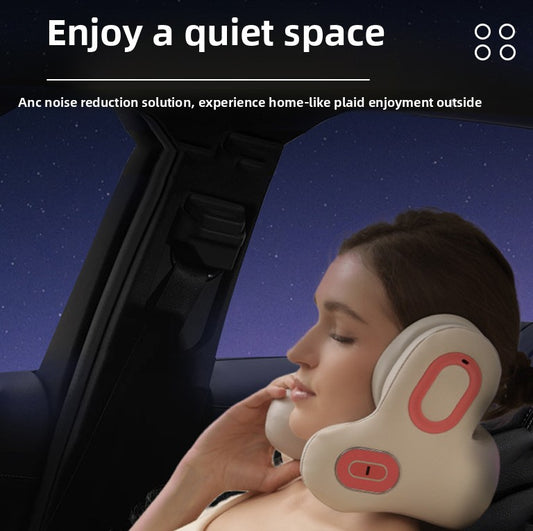 Battery Powered Neck Shoulder Massager, Noise Reduction, Heating & Vibration, Red Light Therapy, Bluetooth Connectivity - Allows wireless control & Music via Bluetooth-enabled devices, Portable & Ergonomic