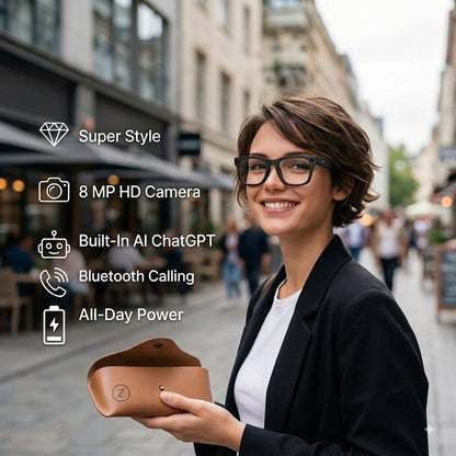 Smart AI Glasses with Built-in camera, charging Case and dual Lenses