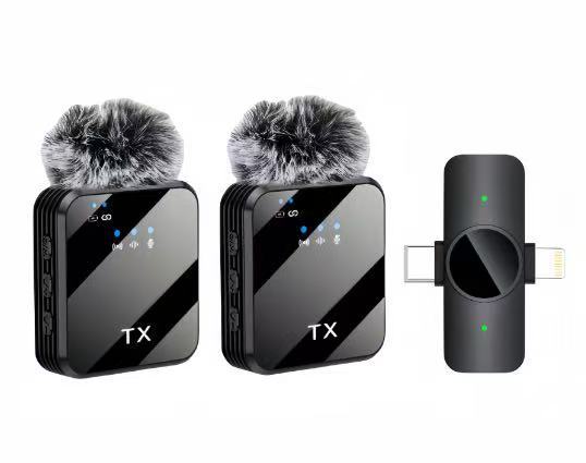 wireless lavalier microphone for mobile live streaming, compact wireless microphone for recording and audio capture