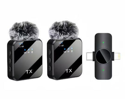 wireless lavalier microphone for mobile live streaming, compact wireless microphone for recording and audio capture