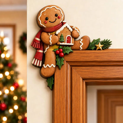 Christmas Peekaboo Door Frame Corner Decor. Simple setup, holiday characters and elements for seasonal ambiance