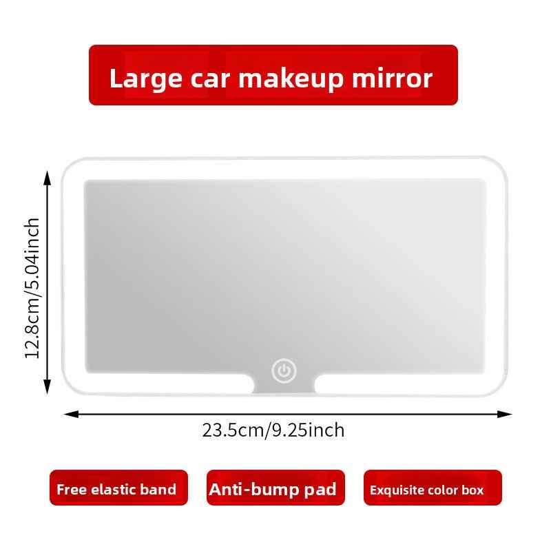 LED Illuminated Car Visor Makeup Mirror with Shatterproof Design