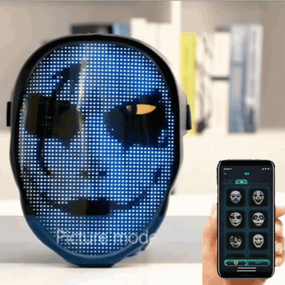 DIY Shining Bluetooth LED Face Mask, Programmable DIY Text and Animation Display, 46x58 Pixels, Music Rhythm Sync, Bluetooth app controlled, Compatible with Android and iOS devices