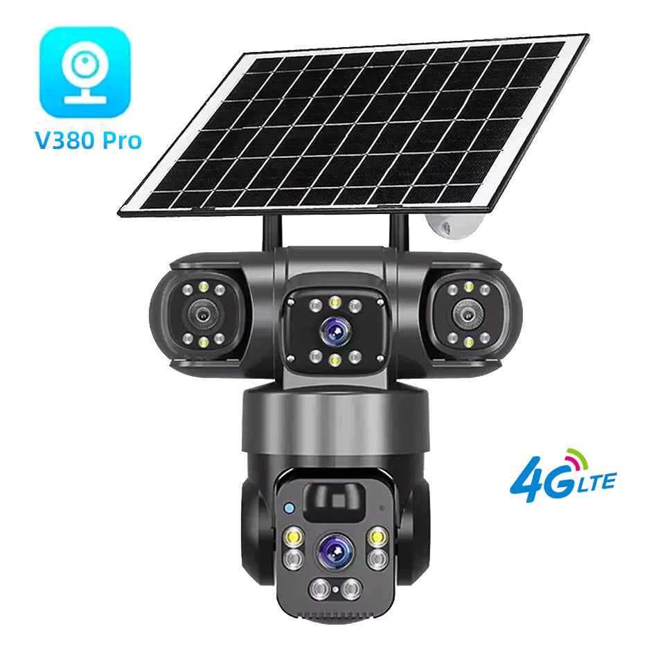 Solar Powered 4G Outdoor Camera with Triple Lens for Enhanced Security