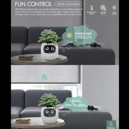 Ivy Smart plants pot, Equipped with 7 smart sensors and Ai chip for intelligent plant care, Interactive Design - Multiple expressions for engaging user interaction, Durable Material, Glow Effect, Home Gardening