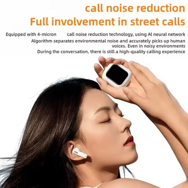 Wireless Earbuds, Smart touch control 1.83” Display Screen, Stereo & Advanced noise reduction technology, Support voice commands - Plug in cards for mp3 play - Remote photography control - Multi Language, Battery 120H Stand By