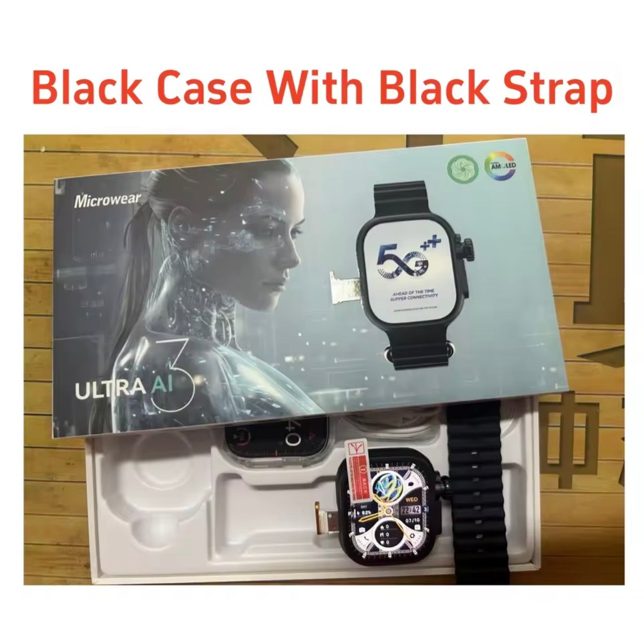 Ultra Thin Smart Watch - AMOLED Display 2.06” Camera, Sim Support, Bluetooth Calls, GPS, Health Tracking