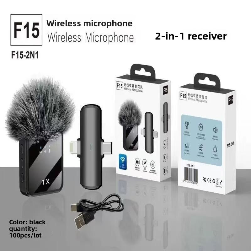 wireless lavalier microphone for mobile live streaming, compact wireless microphone for recording and audio capture