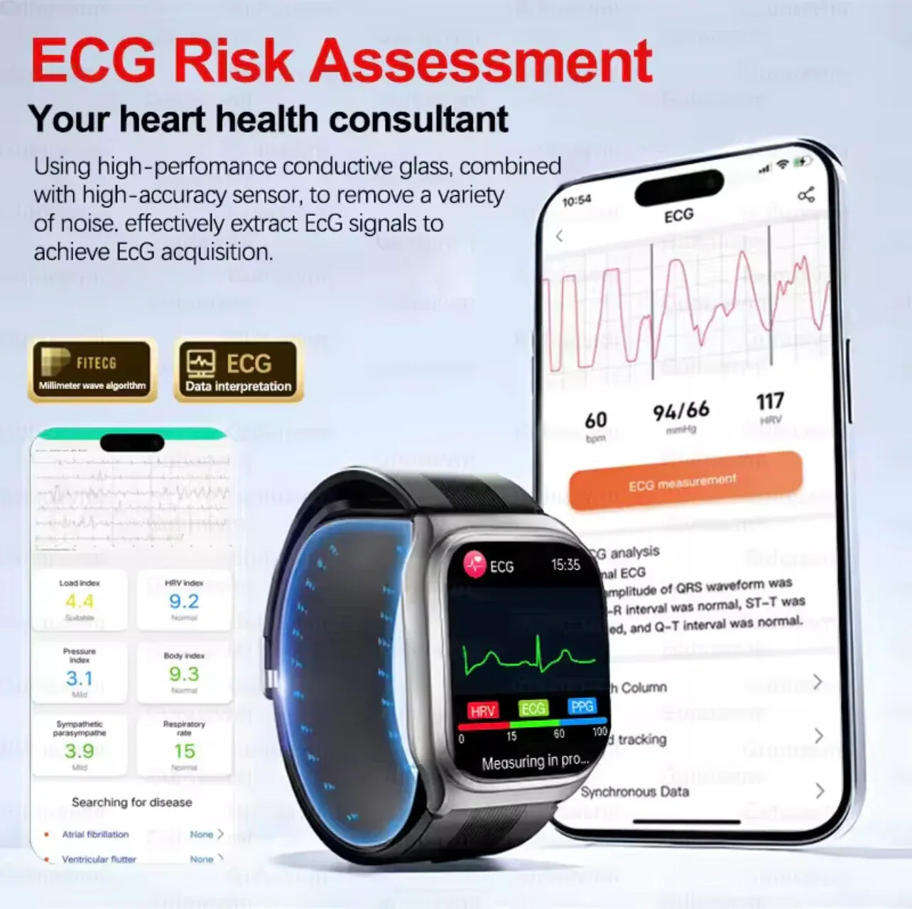 Smart Health Watch Blood Pressure Monitoring and ECG Features - ZeeTec Store