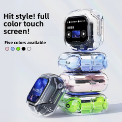 Transparent LCD Bluetooth Headset with Noise Cancellation, Voice Control, Bilateral Stereo Sound, Color Screen, Long Battery Life