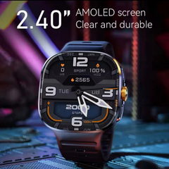Multifunction High Quality Smart Watch,2.4 inch AMOLED HD Screen with HD camera,Titanium alloy case and silicone strap,SIM card support|Answer & Make Calls|SMS|Speaker|Apps Download|Health|sleep,Wireless Charging with Battery up to 7 days