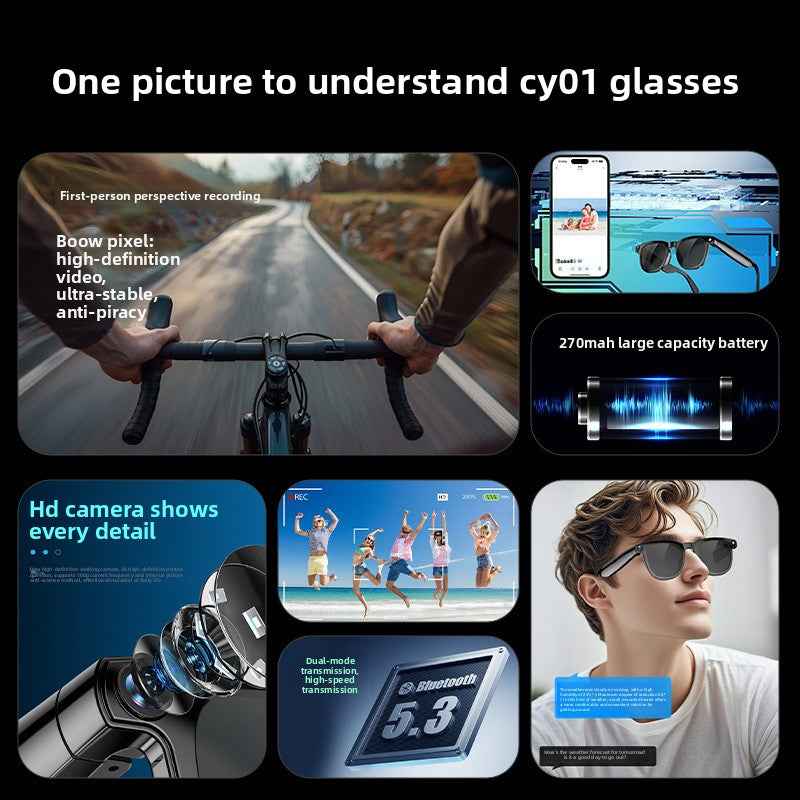 Smart Glasses with Camera AI Translation Bluetooth