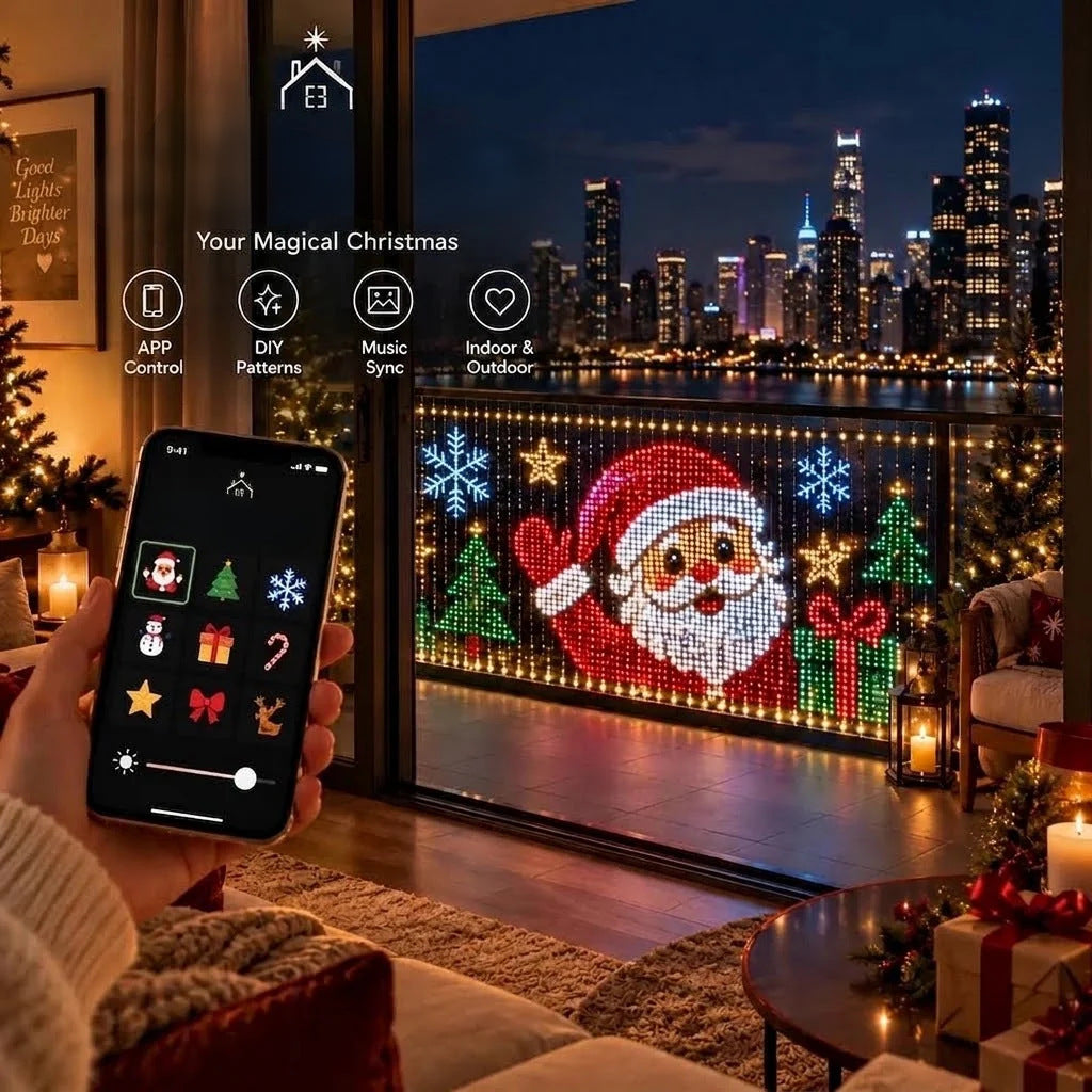 Decorative lights, Transforms into a customizable pixel screen for text, patterns, and animations. Suitable for balconies, gardens, walls, windows, and curtain decoration.