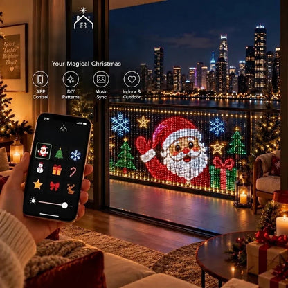 Decorative lights, Transforms into a customizable pixel screen for text, patterns, and animations. Suitable for balconies, gardens, walls, windows, and curtain decoration.