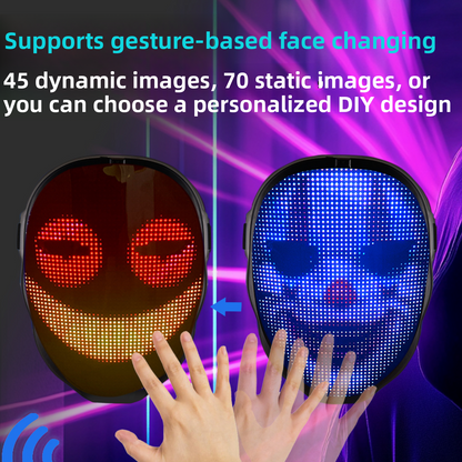 LED Light Up Mask App Gesture Control Lightweight Rechargeable