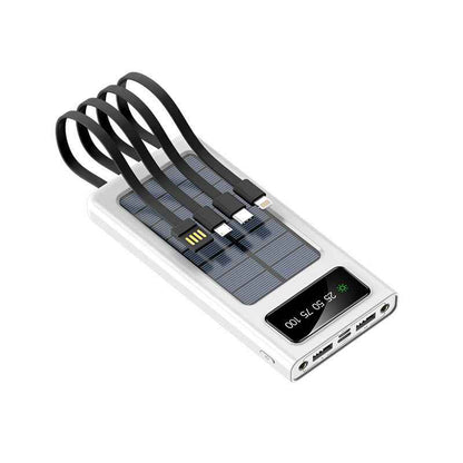 Solar Power Bank with Built-in Cables