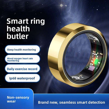 Smart Sports Ring, Heart Rate Monitoring Blood Oxygen Detection Sleep Analysis Stress Tracking Step Counter, Waterproof Design