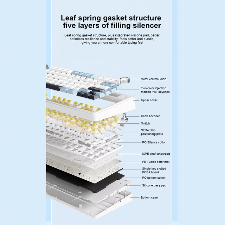 Aula F75 Keyboard, 80-Key Mechanical Gaming Keyboard, RGB Backlit, Triple Mode Connection (Type-C/2.4G/BT), 4000mAh Battery, Hot-Swappable Switches, Reaper Switch