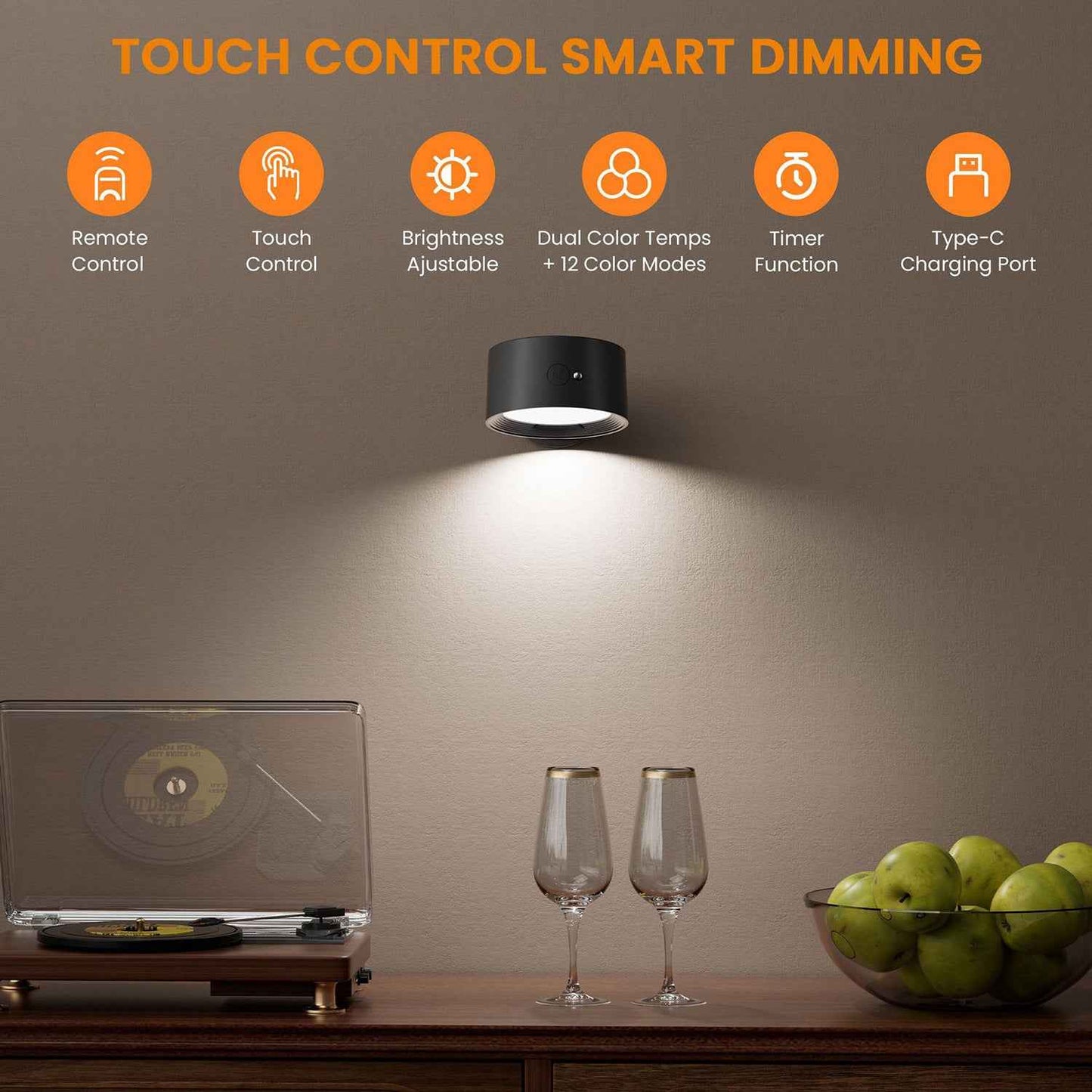 Magnetic Rotating RGB Wall Lamp with Touch Control