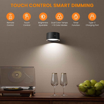 Magnetic Rotating RGB Wall Lamp with Touch Control