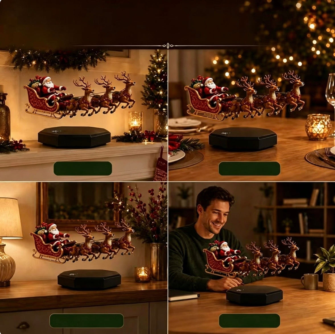 Christmas Santa Electromagnetic Flying Sleigh Festive Decoration