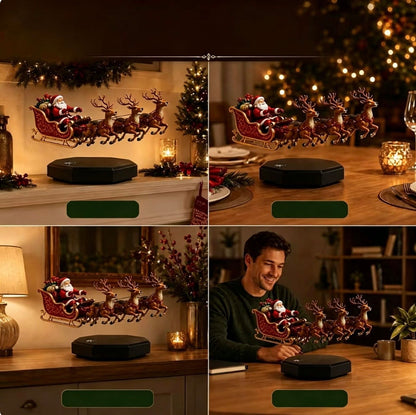 Christmas Santa Electromagnetic Flying Sleigh Festive Decoration