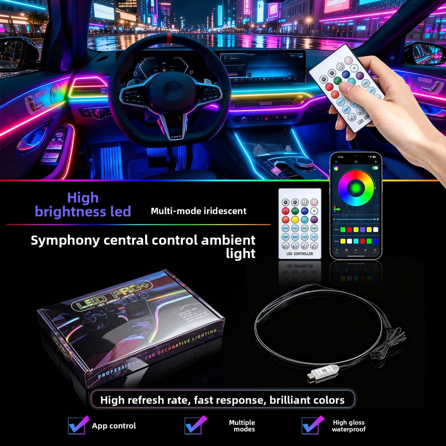 Car Door Frame Colorful LED Ambient Light Strip