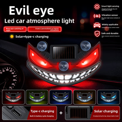 Solar Powered Devil Eye Car Ambient LED Warning Light