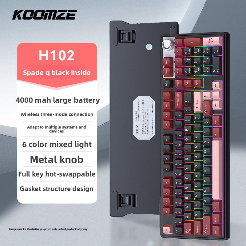Koman 102 Mechanical Keyboard with Wireless Bluetooth Three-Mode Customization for Gaming and Office - ZeeTec Store