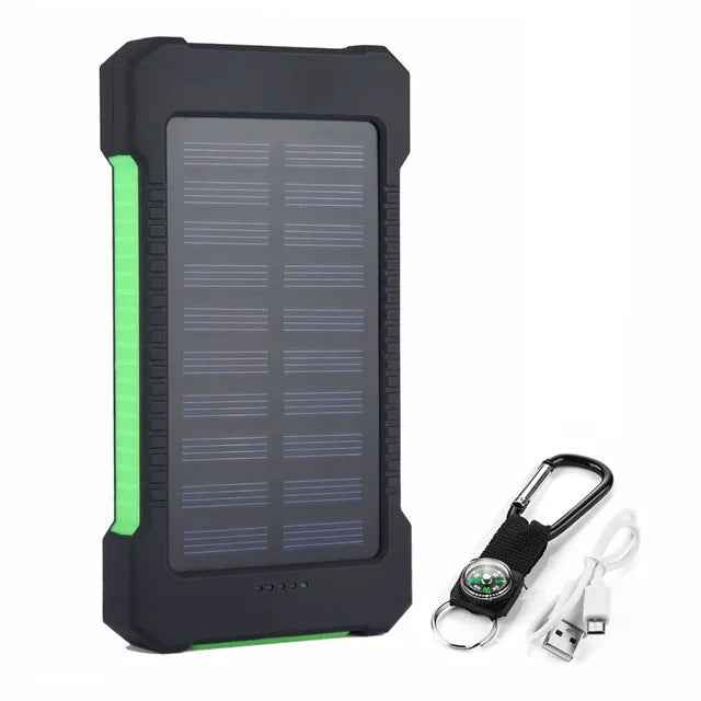 Solar Charger Power Bank with Compass and Carabiner