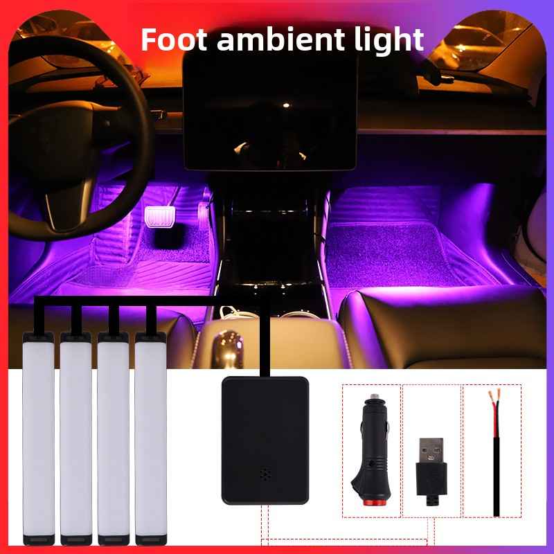 Car Interior LED Ambient Lighting with App and Sound Control