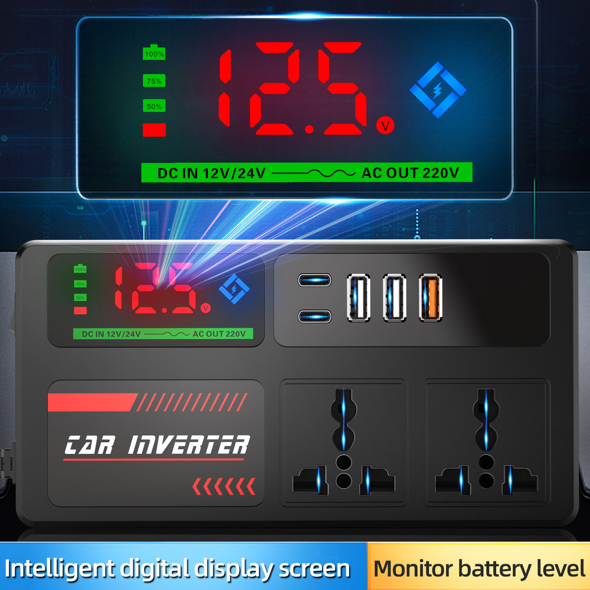 Car Power Inverter 12V 24V to 220V Converter
