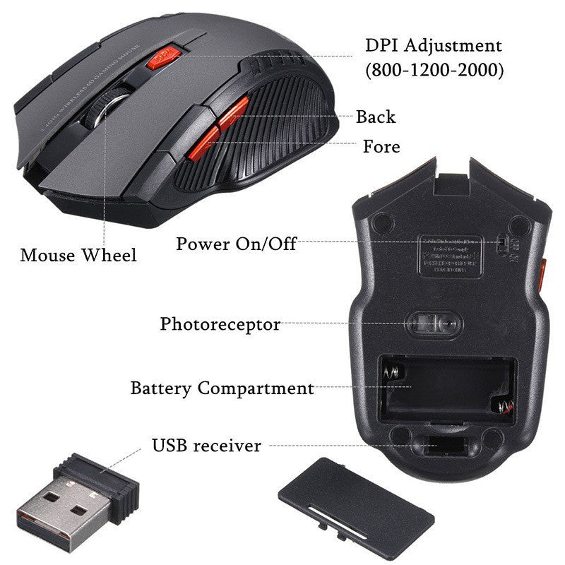 Wireless Optical Mouse with Adjustable DPI