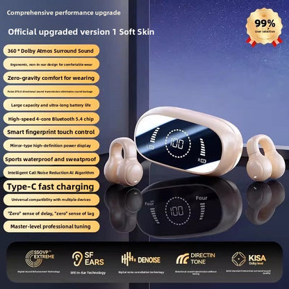 Clip-On Bluetooth Headphones Bone Conduction Advanced Sound