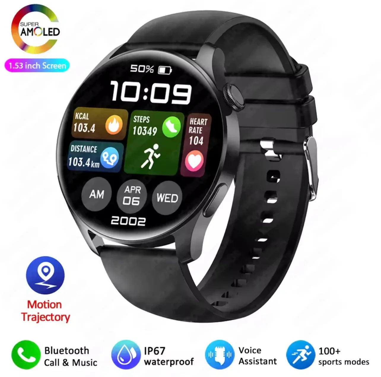 Fashion Smart Watch for Men and Women with AMOLED Screen, Bluetooth Calling, Heart Rate Monitoring, and More - ZeeTec Store