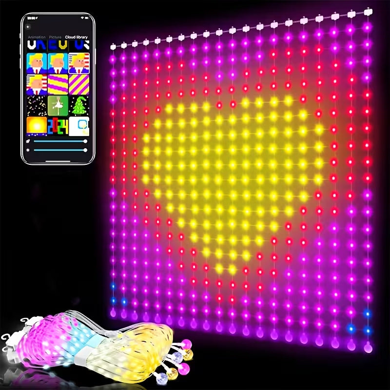 Smart Bluetooth RGB LED Curtain Lights Personalised Design Festive Decoration