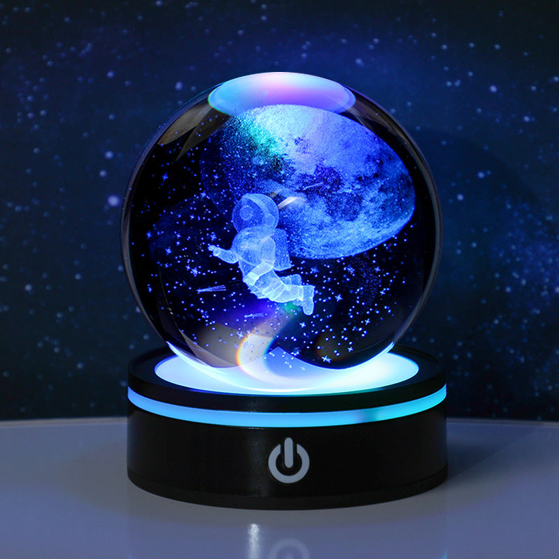 3D Carved Crystal Ball Night Light with LED Base - ZeeTec Store