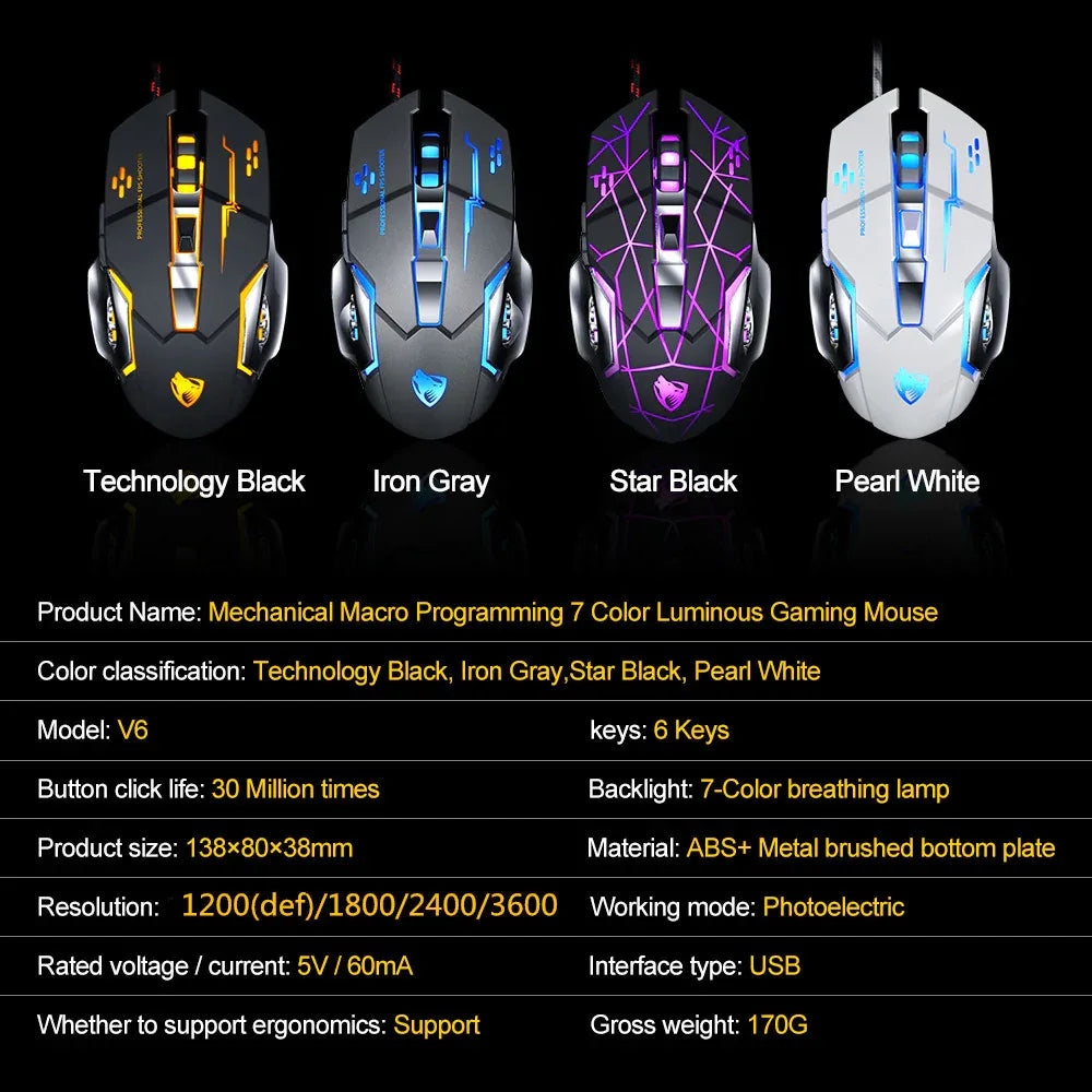 T-Wolf V6 Gaming Mouse - High Precision Wired Gaming Performance - ZeeTec Store