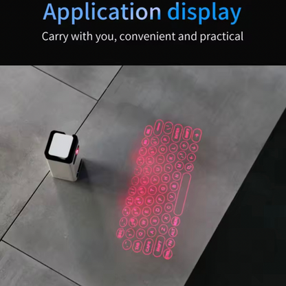 WIRELESS VIRTUAL LASER KEYBOARD,Universal compatible all OS Bluetooth,Two Models: White & Black,White: Phone bracket/power bank/usb/Keyboard/Mouse/6H use,Black: Keyboard/Mouse/2H use,Projection size:10cm*25cm