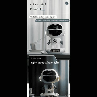 Smart AI Robot, Intelligent Conversation Wireless Speaker,  AI Empowered Voice Interaction, Powerful AI Voice Model, Smart Life Assistant, Night Atmosphere Light, Long-Lasting Battery Life, Multi-Function Entertainment Hub, Premium Design & Durability