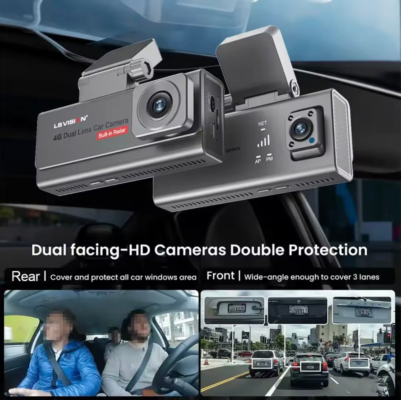 GPS 4G Car Guard Camera with Collision Alarm HD Recorder