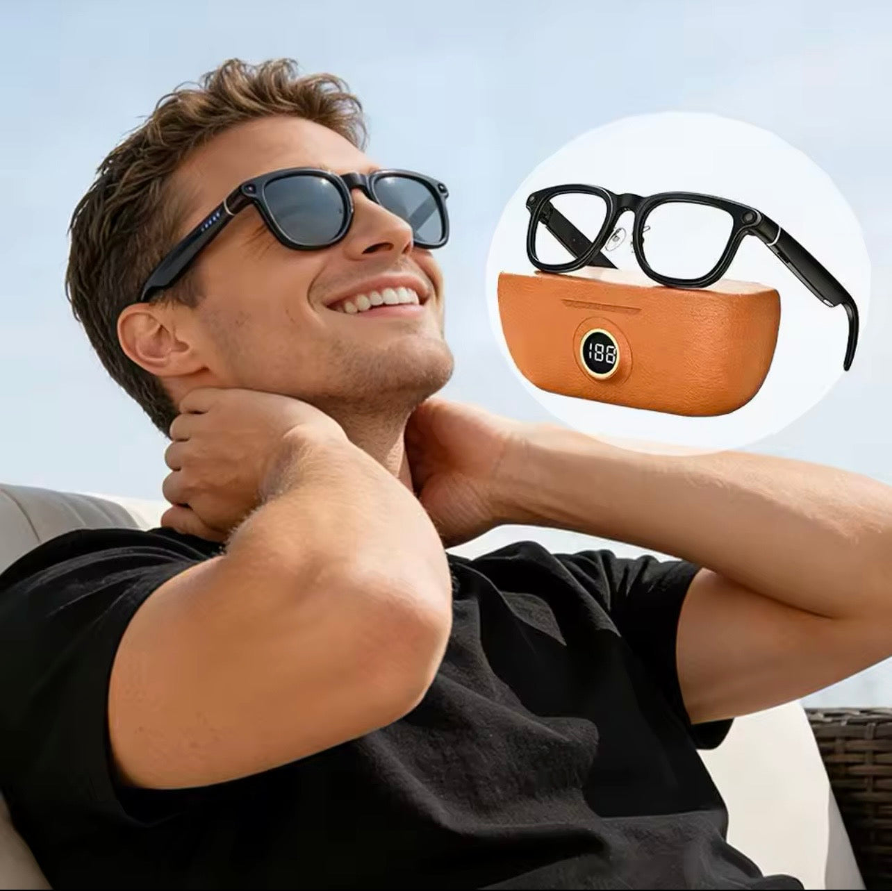 Smart Glasses 8MP Camera with Charging Case